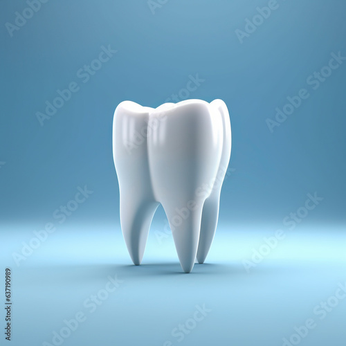 Close-up 3d tooth isolated on light blue background