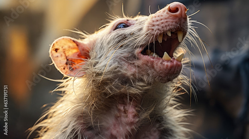 Unusual blind rat showcasing genetic abnormalities and mutations.