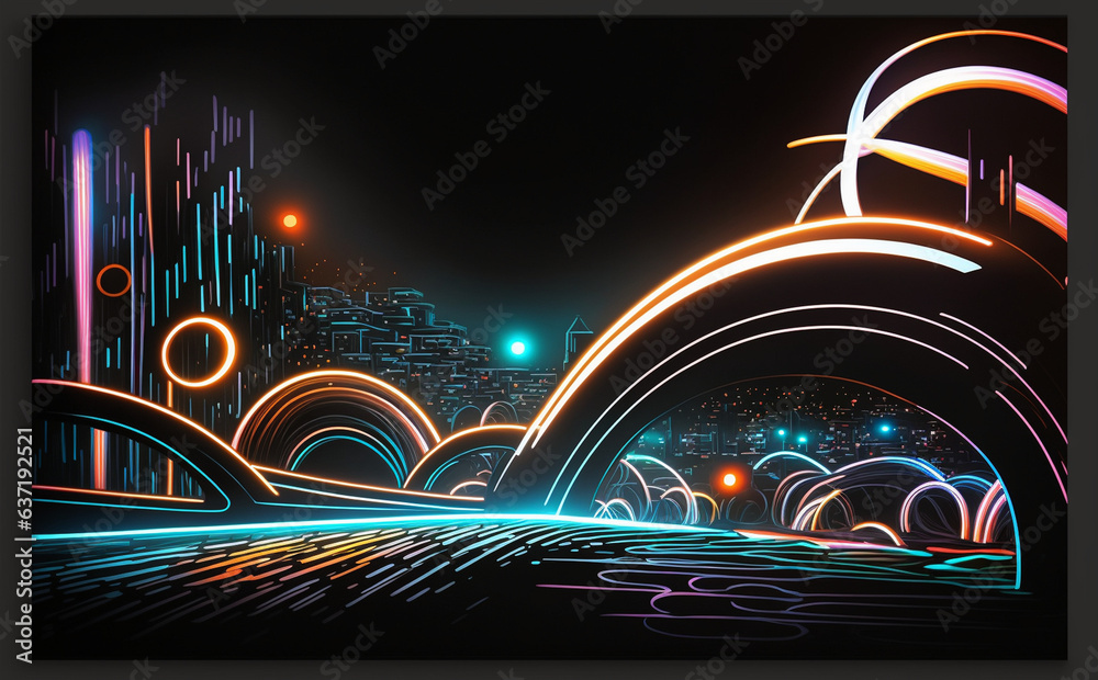 Neon sign, abstract music background