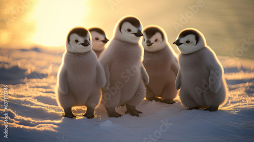 Emperor Penguin Chicks. Emperor penguins of South Georgia. Generative Ai