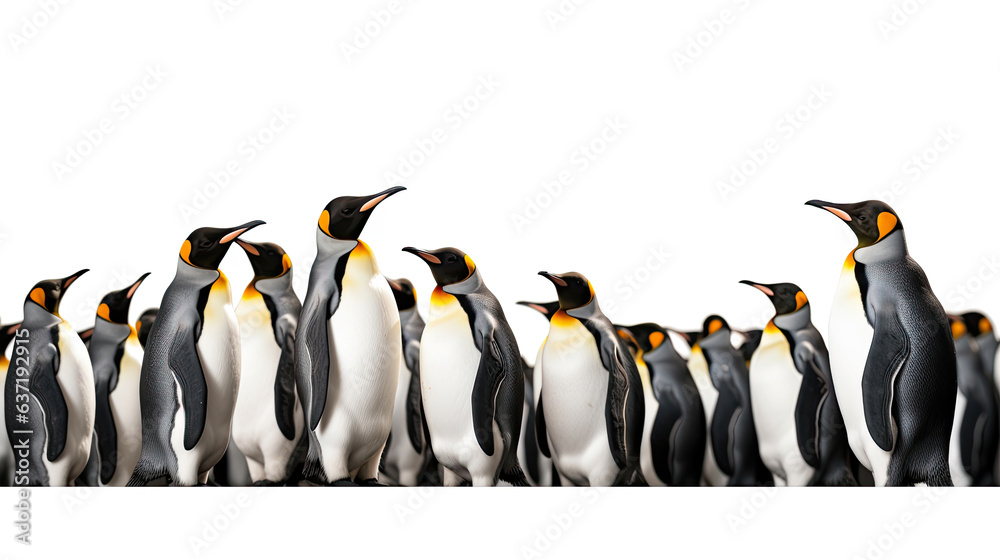 Fototapeta premium King penguins isolated on white background. Generative Ai