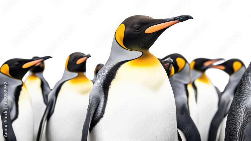 Fototapeta premium King penguins isolated on white background. Generative Ai