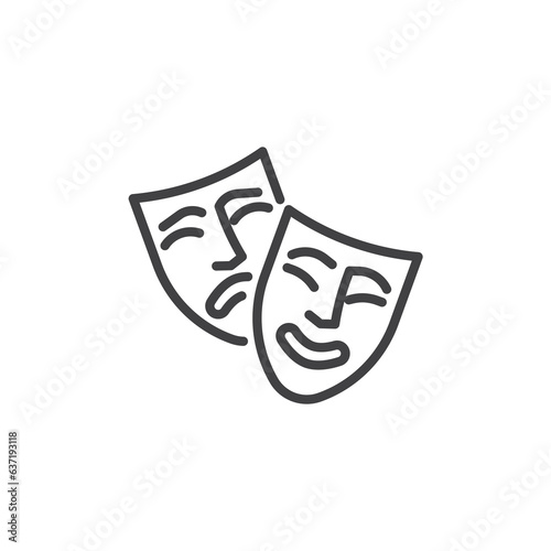 Comedy and tragedy theater line icon