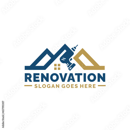 Home renovation logo design vector illustration