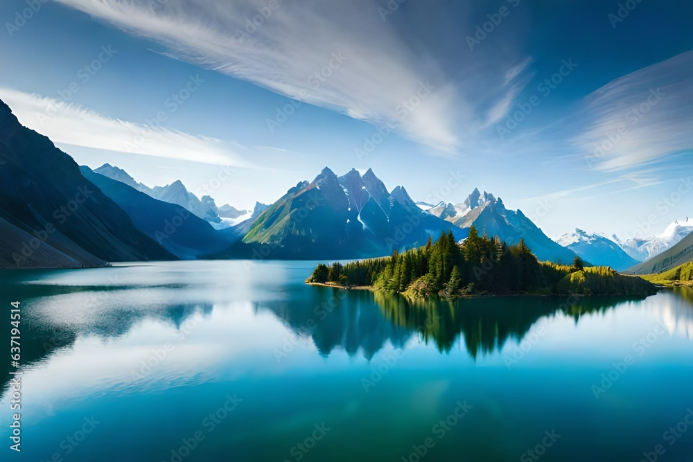 lake and mountains  Generative AI