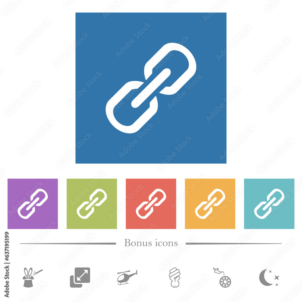 Single link flat white icons in square backgrounds Single link flat white icons in square backgrounds