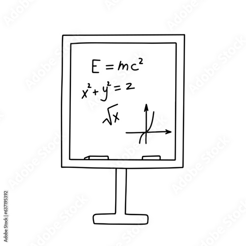 School Board with mathematical equations and formulas. Hand drawn diagram. Doodle vector illustration