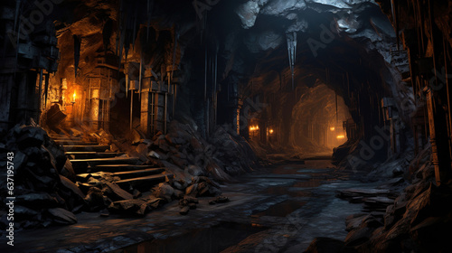old cave in the dark.Generative Ai