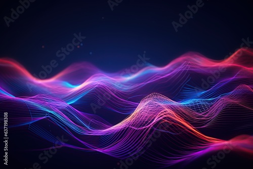 Abstract Wave digital background. Big data Network  connection technology science. Generated with AI © Chanwit