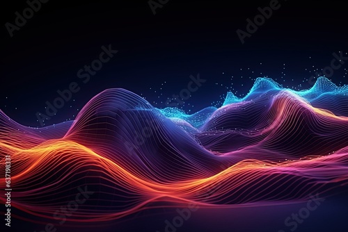 Abstract Wave digital background. Big data Network connection technology science. Generated with AI