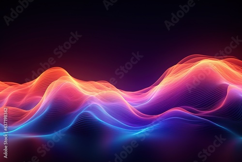 Abstract Wave digital background. Big data Network  connection technology science. Generated with AI