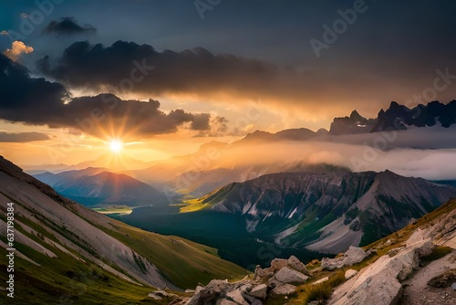 sunrise in the mountains generated Ai © kashif 2158