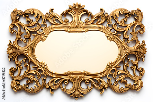 golden photo frame isolated on white background luxury interior design Generative AI