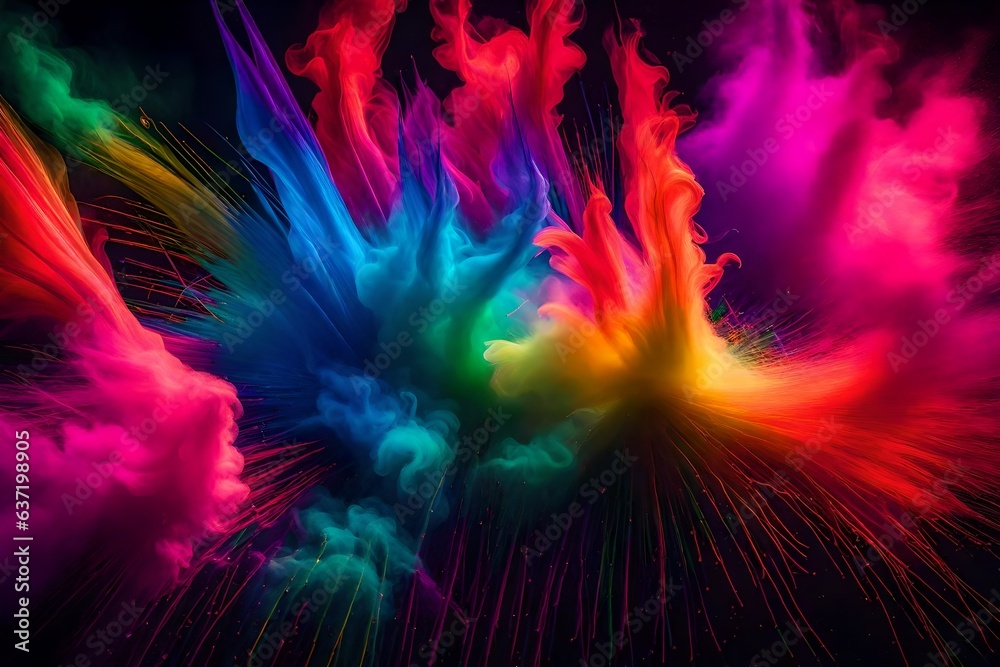 abstract colorful background, splashes of color in air - Generative AI