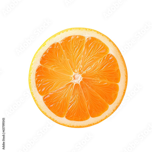 Fresh orange segment on transparent background in closeup photo