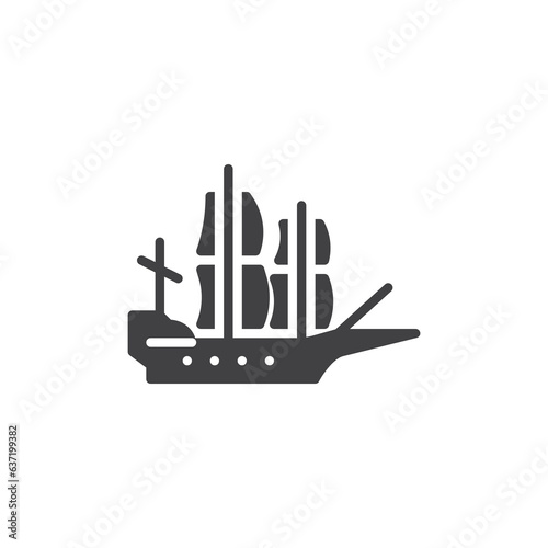 Pilgrim sailing ship vector icon