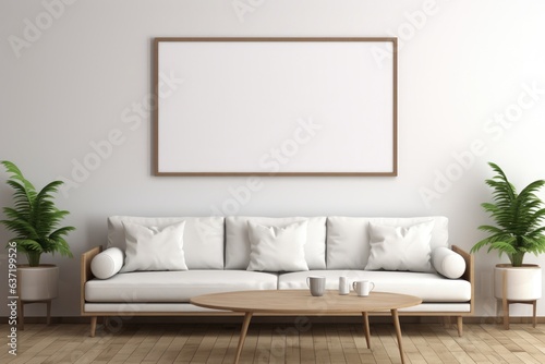 mockup living room with horizontal frame © Tomi adi kartika