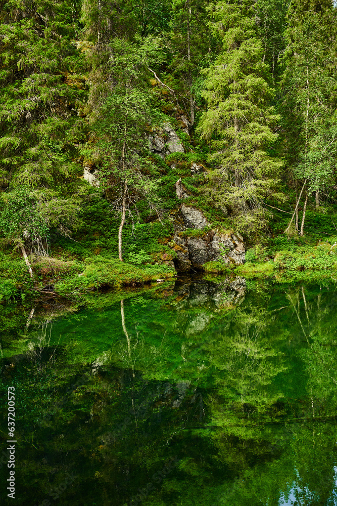 Small lake in mountains in finnish Lapland