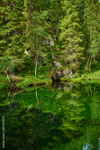 Small lake in mountains in finnish Lapland