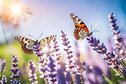 Wallpaper Mural butterfly on a lavender flower, beautiful Wallpaper, Landscape, and Background - Generative AI Torontodigital.ca