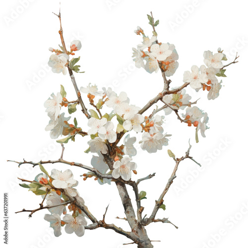 transparent background blooming branch on its own