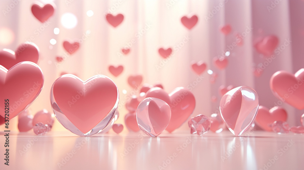 pink background with hearts.Generative Ai