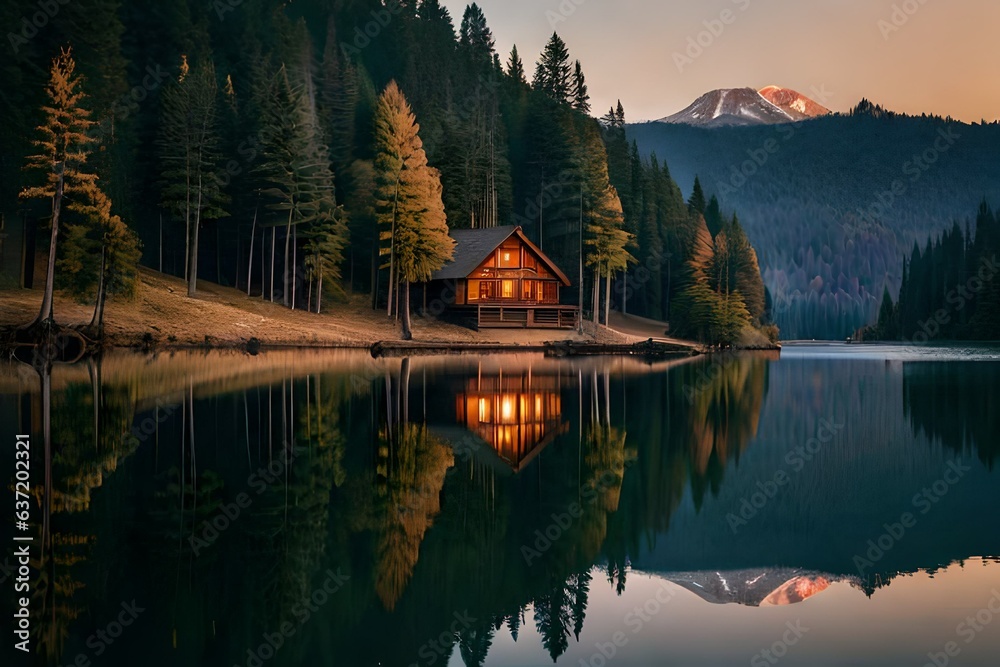 Fototapeta premium reflection in the lake Generative AI