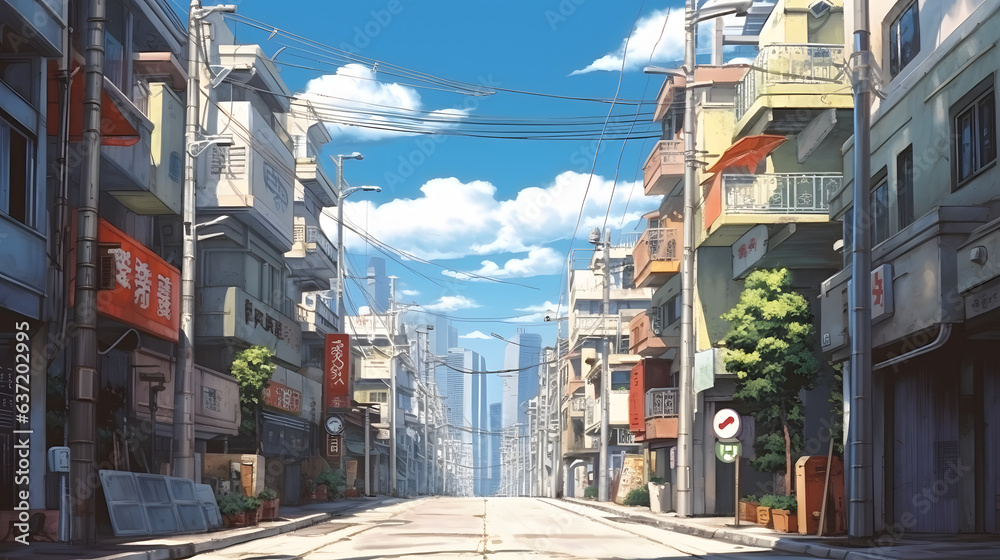 Naklejka premium Japanese street view Made with Generative AI