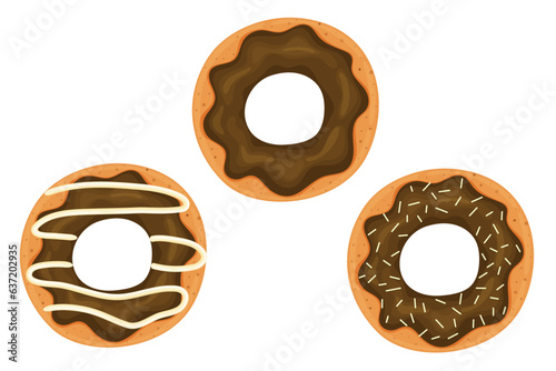  illustrations chocolate glazed doughnuts , baking, sweets