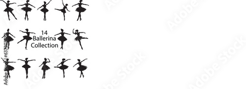 A set of silhouette of dancing Ballerina