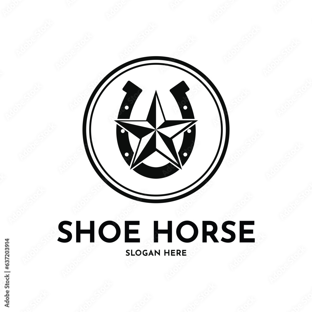 Shoe horse logo design creative idea with circle Shoe horse logo design creative idea with circle