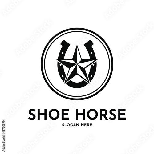 Shoe horse logo design creative idea with circle