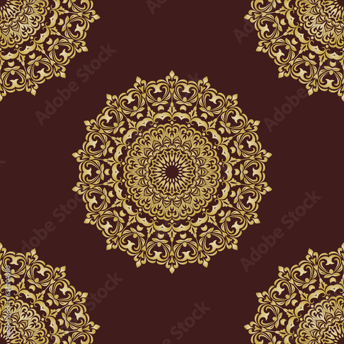 Orient classic brown and golden pattern. Seamless abstract background with vintage elements. Orient background. Ornament for wallpapers
