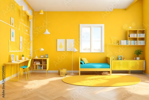 kids bedroom interior, beautiful interior design - Generative AI