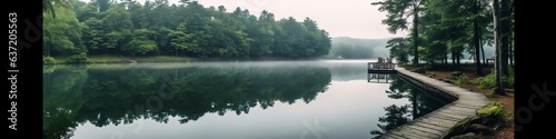 Tree reflection in the lake at sunrise. Beautiful landscape with a tree.