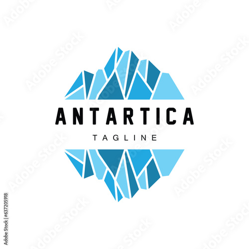 Iceberg Logo, Antarctica Logo Design, Simple Nature Landscape Vector Illustration Template
