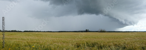 Panorama image of severe weather storm system in Alberta, Canada. photo