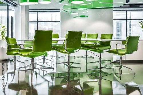 office interior with chairs, modern interior, modern furniture - Generative AI