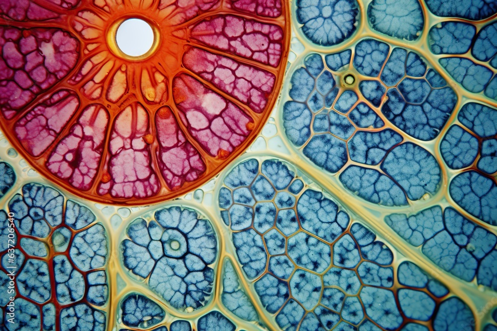 micrograph plant cells of woody dicot stem,Generated with AI