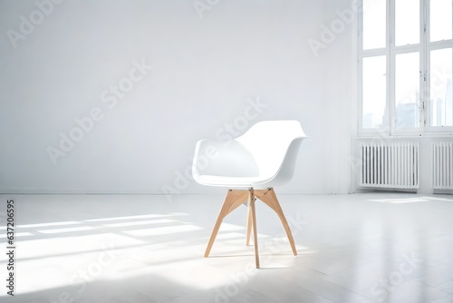 white chair in the a room, modern interior design