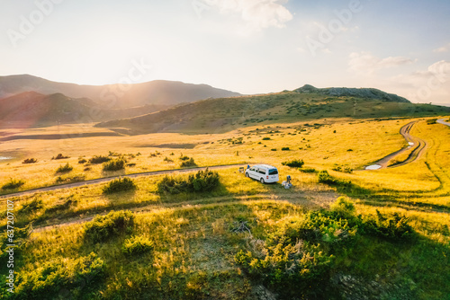 Sunset nature mountains around Mavrovo lake  north Macedonia