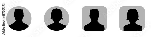 Male and female head silhouette. Vector avatar icons set. User vector icons
