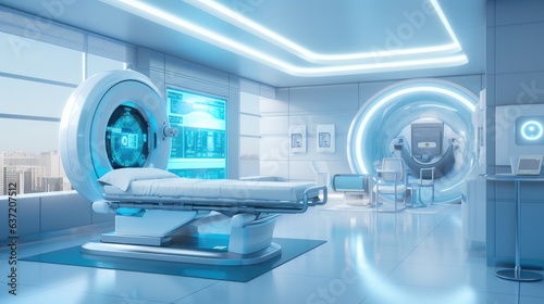 cutting edge medical imaging equipment for mri and ct scans in hospital lab as wide banner with copy space area