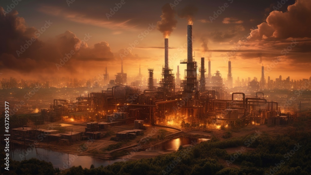 A city skyline evolving from rural landscapes, illustrating the transformative effect of industrialization on economic growth A city skyline evolving from rural landscapes, illustrating the transformative effect of industrialization on economic growth