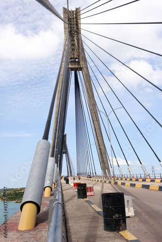 View of the sea crossing bridge with clear clouds