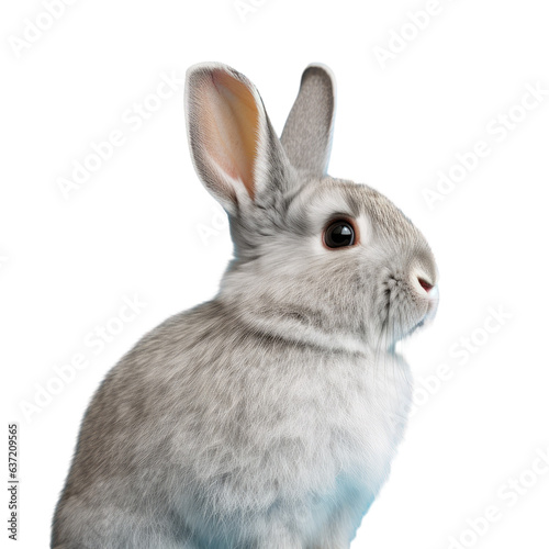 Gray netherland dwarf rabbit in profile on transparent background