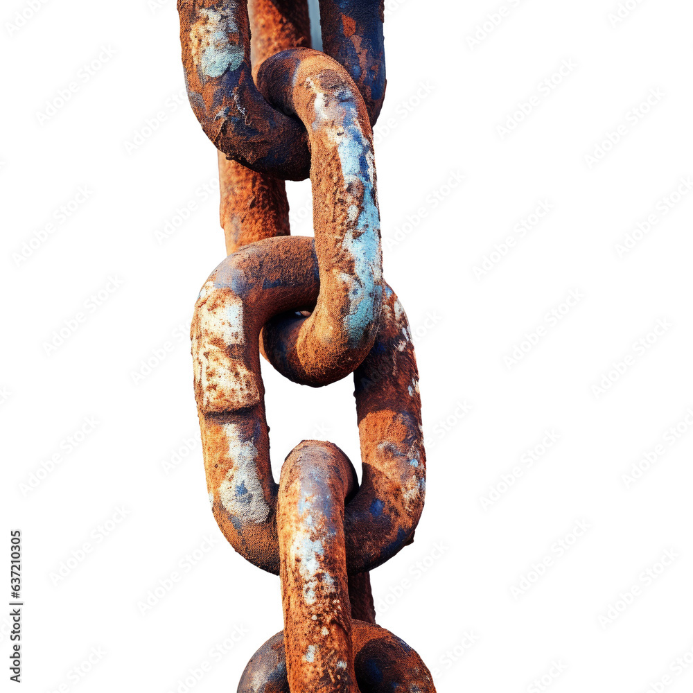 Close up of rusty chain isolated on transparent background Close up of rusty chain isolated on transparent background