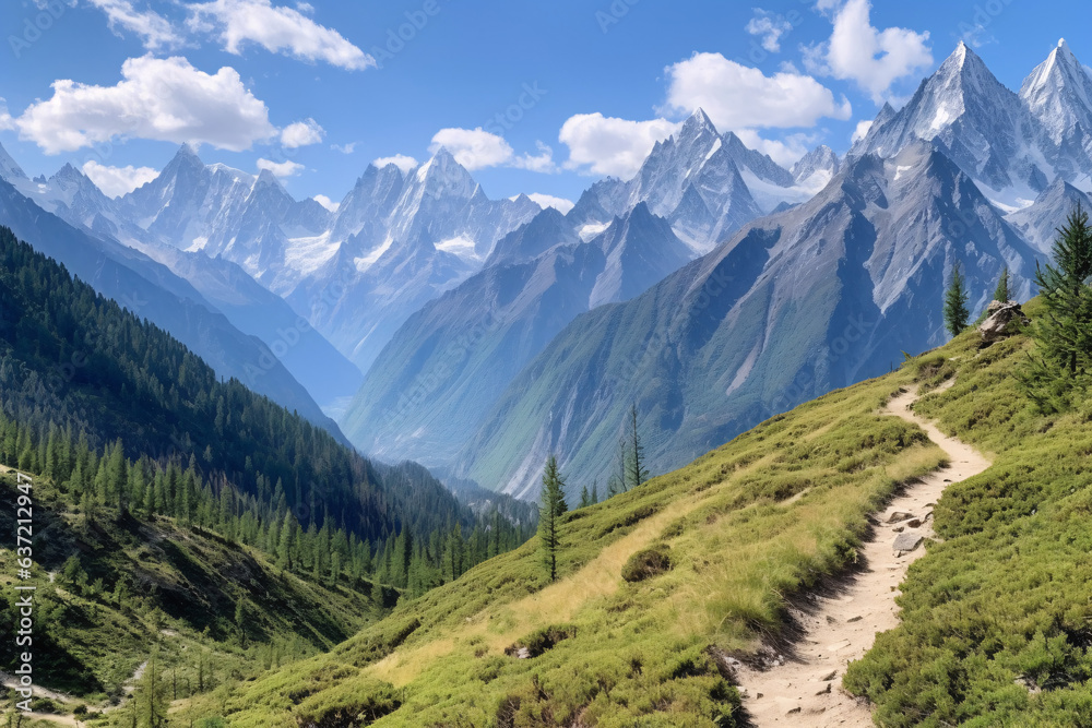 Beautiful mountain landscape in Himalayas, Annapurna Circuit Trek, Nepal