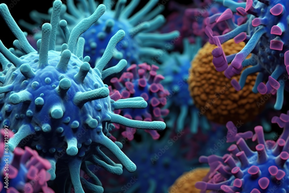 Obraz premium Variants of the virus that causes are to be expected colorful,Generated with AI