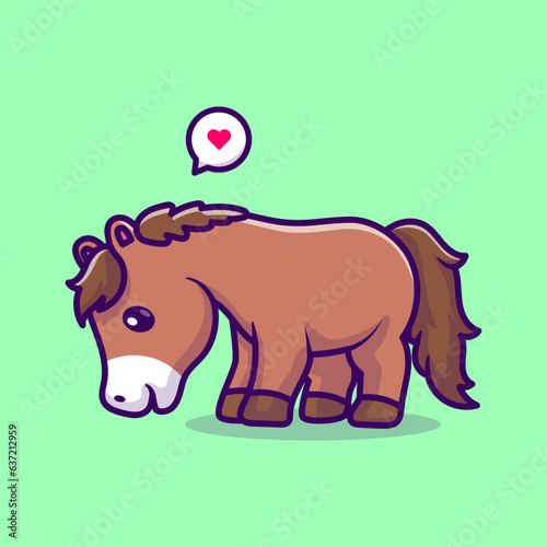 Cute Horse Eating Grass Cartoon Vector Icon Illustration. 
Animal Nature Icon Concept Isolated Premium Vector. Flat 
Cartoon Style